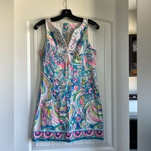 Lilly Pulitzer Shift Dress with White Embroidered Accents